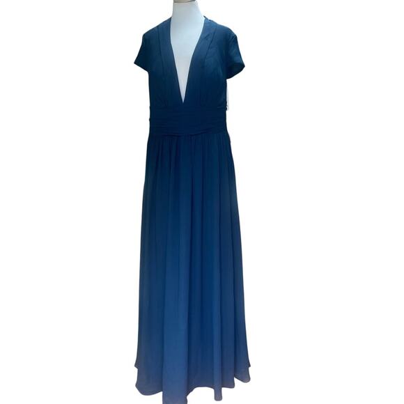 NWT!  JJ’s House #126289 Navy V-Neck Maxi Chiffon Evening Dress  -Size 18W - Picture 11 of 16